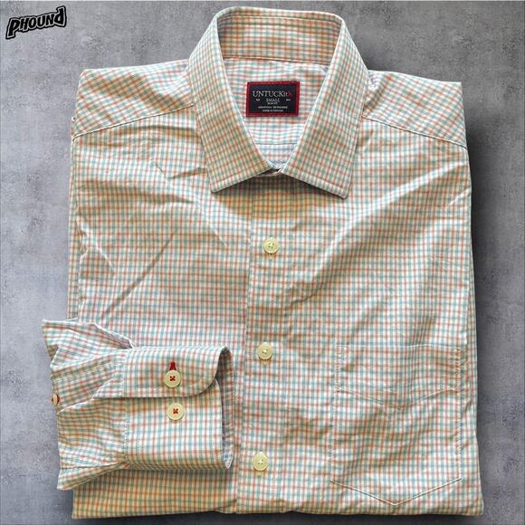 UNTUCKit Shirt Mens Small Multicolor Slim Fit Stretch Plaid Button Down Casual - Picture 1 of 9